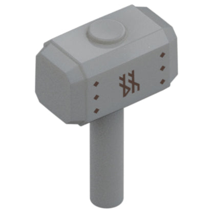 LEGO® Zubehör Waffe Hammer mit Runenmuster (Mjölnir) - Grau - 104513