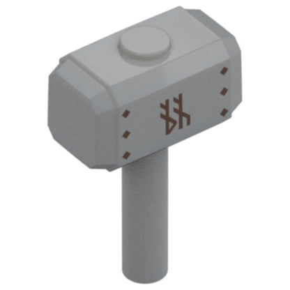 LEGO® Zubehör Waffe Hammer mit Runenmuster (Mjölnir) - Grau - 104513