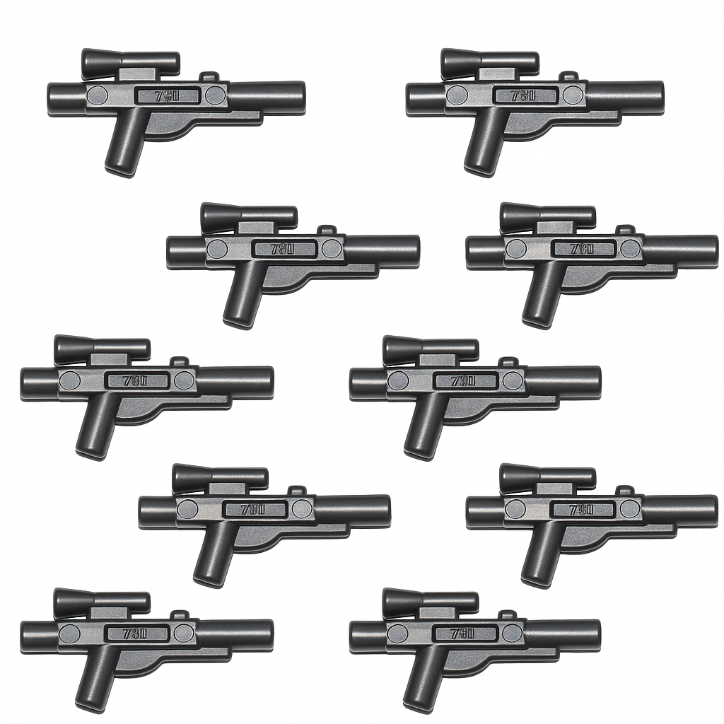LEGO Zubehör Schusswaffe Gun Blaster Kurz 10 Stk. - Perl Dunkel Grau - 58247