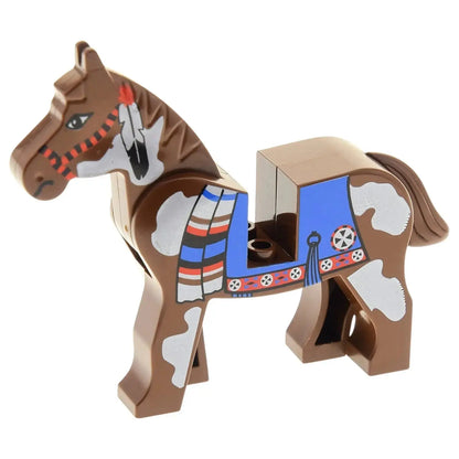 LEGO Zubehör Tiere Pferd mit blauer Decke Indianer - Braun - Gebraucht Spiele Pirat