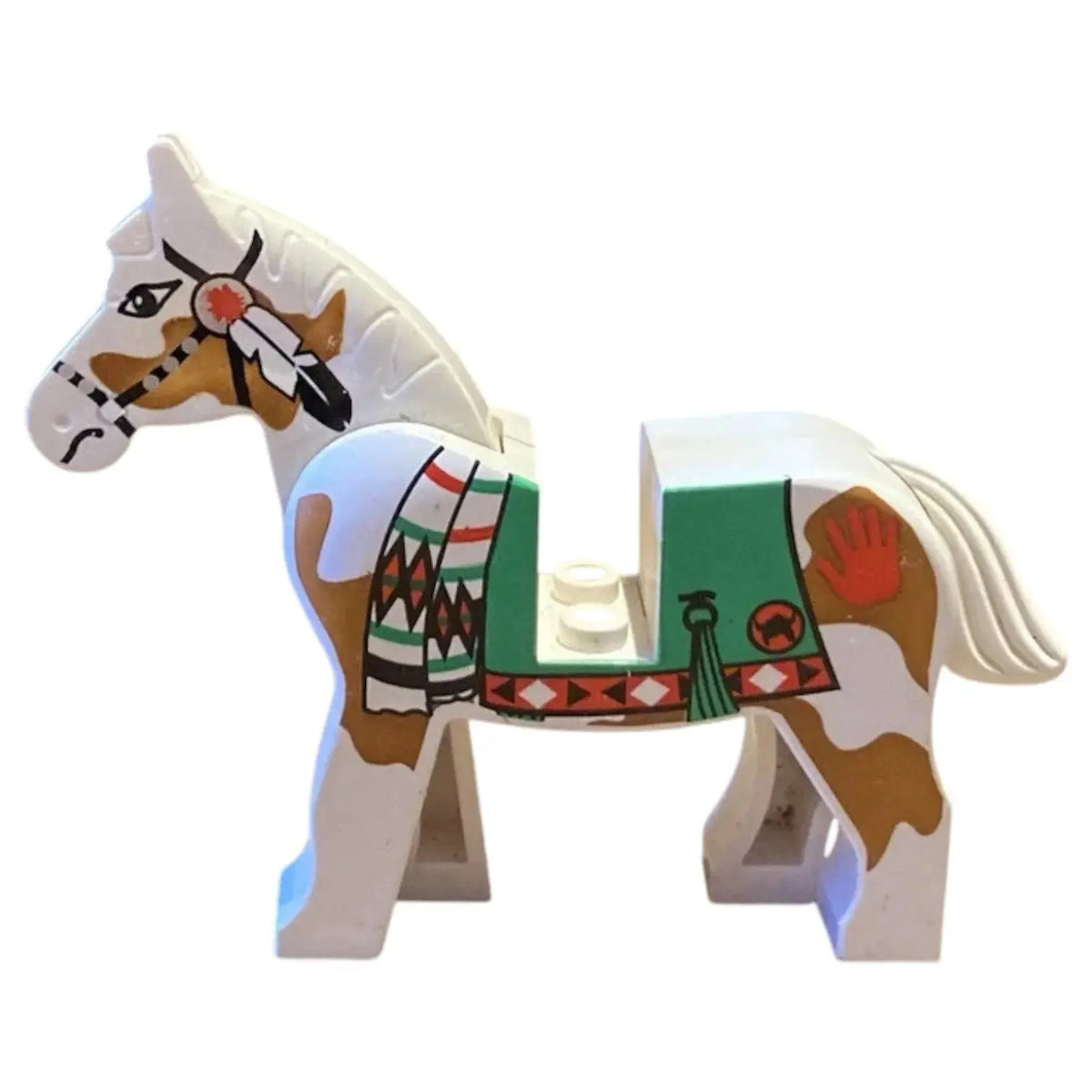 LEGO Zubehör Tiere Pferd mit grüner Decke Indianer - Weiss - Gebraucht Spiele Pirat