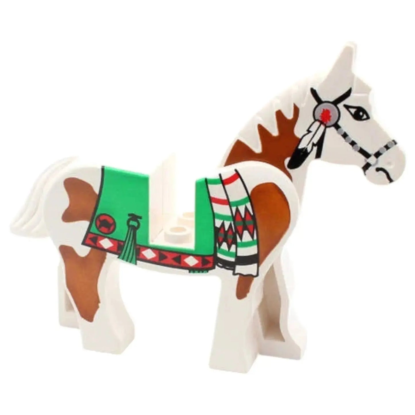 LEGO Zubehör Tiere Pferd mit grüner Decke Indianer - Weiss - Gebraucht Spiele Pirat