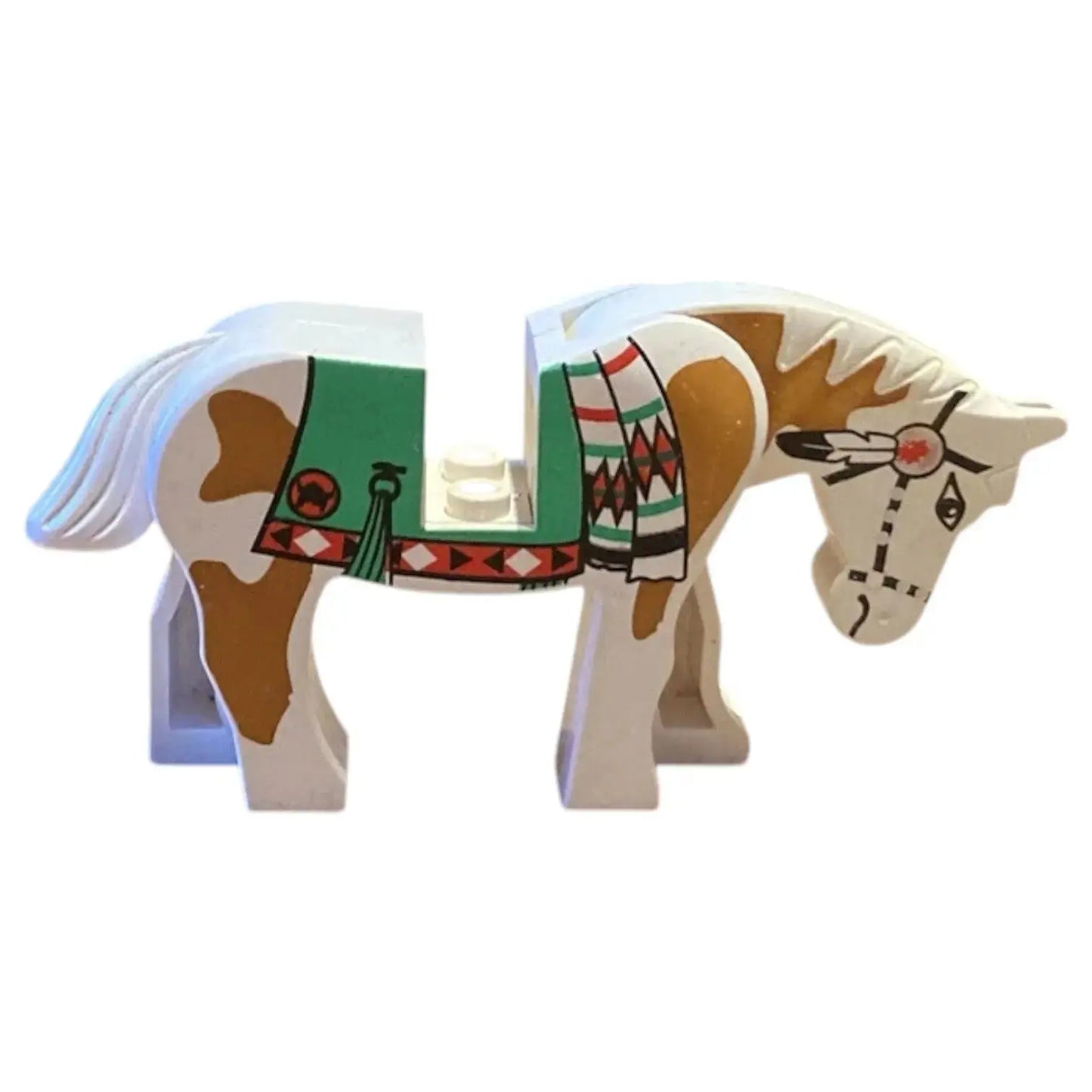 LEGO Zubehör Tiere Pferd mit grüner Decke Indianer - Weiss - Gebraucht Spiele Pirat