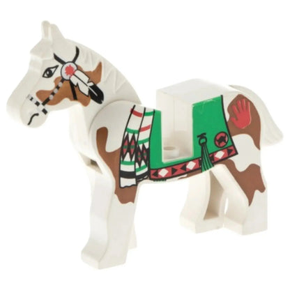 LEGO Zubehör Tiere Pferd mit grüner Decke Indianer - Weiss - Gebraucht Spiele Pirat