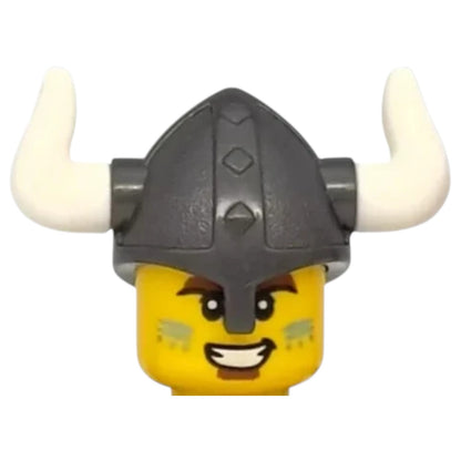 LEGO Zubehör Wikinger Helm mit krummen Hörner - Grau - 6391821